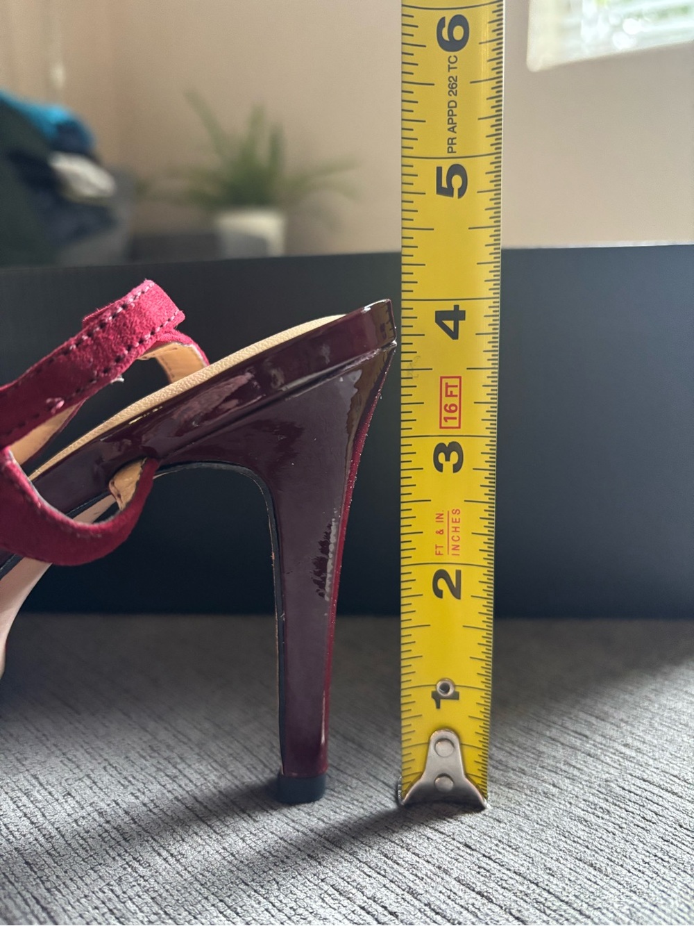 Talbots Suede Patent Leather Heel Sandals Burgundy Women’s 5B Bow - Picture 6 of 6